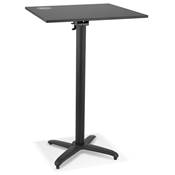 Table de bar haute pliable carré 'BARRA' en bois noir avec pied central en métal noir – 68 x 68 cm