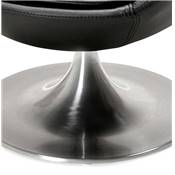 Fauteuil lounge design 'Kômfort' pivotant noir pied central en aluminium brossé