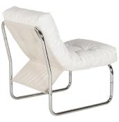 Fauteuil lounge 'Capiton' blanc pieds en métal chromé