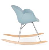 Chaise à bascule design scandinave à accoudoirs 'Gungstöl' bleue pieds en bois et métal chromé