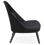 	Fauteuil lounge design de style scandinave 'LUKE' assise en tissu gris anthracite, structure noire et pieds en bois noir