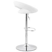 Tabouret de bar réglable design 'Kendo' pivotant blanc pied et repose pieds métal chromé dossier bas