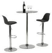 Tabouret de bar réglable design 'Sohoye' pivotant noir pied et repose pieds chromé dossier haut