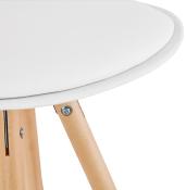 Tabouret de bar scandinave 'Circle' blanc 4 pieds bois et repose pieds en métal chromé dossier haut