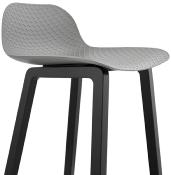 Tabouret de snack mi-hauteur design 'Skala Black Edition' gris pieds tréteaux bois noir dossier bas