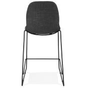 Tabouret de snack mi-hauteur empilable design 'Verk Mini' tissu gris 4 pieds métal noir dossier haut