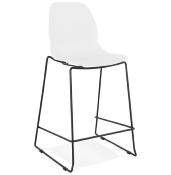 Tabouret de snack mi-hauteur empilable 'Great Mini' blanc 4 pied repose pied métal noir dossier haut