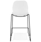 Tabouret de snack mi-hauteur empilable 'Great Mini' blanc 4 pied repose pied métal noir dossier haut