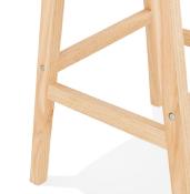 Tabouret de bar design scandinave 'Chairman' noir avec 4 pieds en bois naturel et dossier haut