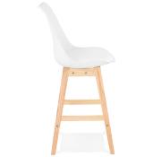 Tabouret de snack mi-hauteur design scandinave 'Chairman Mini' blanc 4 pieds bois dossier haut