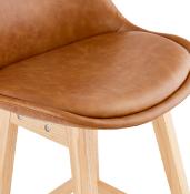 Tabouret de snack mi-hauteur scandinave 'Chairman Mini' marron 4 pieds en bois et dossier haut