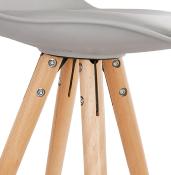 Tabouret snack mi-hauteur scandinave 'Circle Mini' gris 4 pieds bois repose pied chromé dossier haut