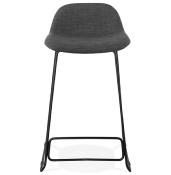 Tabouret de snack mi-hauteur 'Steelblack Mini' tissu gris foncé pieds tréteau noir repose pied dossier bas