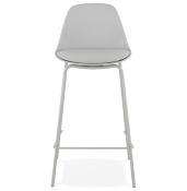 Tabouret de snack mi-hauteur moderne 'Tekno Mini' gris avec 4 pieds en métal gris et dossier haut