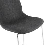 Tabouret de snack mi-hauteur empilable 'Verk Mini' tissu gris foncé 4 pieds en métal chromé dossier haut