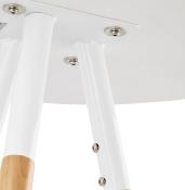 Table de bar haute scandinave ronde 'Syö' bois blanc 3 pieds en bois naturel et métal chromé