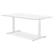 Bureau design assis-debout électrique 'TECH' blanc en bois pieds en métal blanc - 180 x 90 cm
