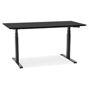 Bureau design assis-debout électrique 'SMALL TECH' noir en bois pieds en métal noir - 150 x 70 cm