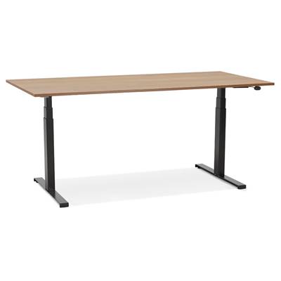 Bureau design assis-debout électrique 'SEMPLICE' noyer pieds téléscopiques métal noir - 160 x 80 cm