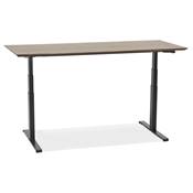 Bureau design assis-debout électrique 'TECH' en noyer pieds en métal noir - 180 x 90 cm