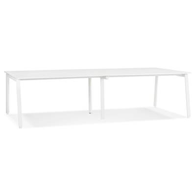 Double bureau bench / table réunion 'INCONTRO DUE' blanc en bois pieds métal blanc - 280 x 140 cm