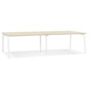 Double bureau bench / table de réunion 'INCONTRO DUE' en bois pieds en métal blanc - 280 x 140 cm