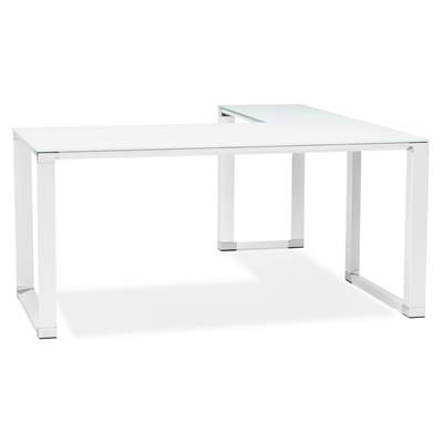 Bureau de direction d'angle design 'GLASSTOP L' plateau en verre pieds métal