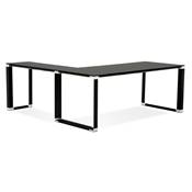 Grand bureau direction d'angle 'GLASSTOP L - XL' verre noir pieds noir et chromé – 200 x 100 cm