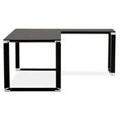 Grand bureau direction d'angle 'GLASSTOP L - XL' verre noir pieds noir et chromé – 200 x 100 cm