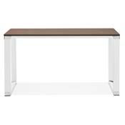 Bureau de direction droit 'SMALL BUSINESS' en noyer pieds métal blanc et chromé – 140 x 70 cm