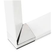 Petit Bureau de direction 'SMALL GLASSTOP' en verre blanc pieds métal blanc et chromé – 140 x 70 cm