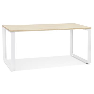 Bureau droit design 'MEET SMALL' plateau en bois naturel avec pieds en métal blanc - 160 x 80 cm