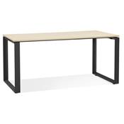 Bureau droit design 'MEET SMALL' plateau en bois naturel avec pieds en métal noir - 160 x 80 cm