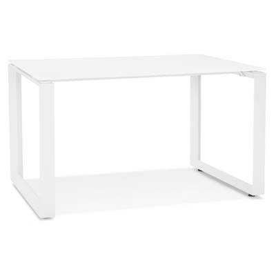 Petit bureau droit design 'GLASS MEET MINI' en verre blanc pieds en métal blanc - 120 x 60 cm