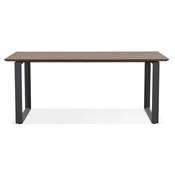 Bureau droit design 'SMART' plateau en noyer avec pieds en métal noir - 180 x 90 cm
