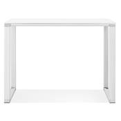 Bureau droit design haut 'HIGH BUSINESS' en bois blanc pieds en métal blanc et chromé – 140 x 70 cm