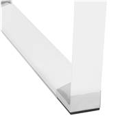 Bureau droit design haut 'HIGH GLASSTOP' en verre blanc pieds métal blanc et chromé – 140 x 70 cm