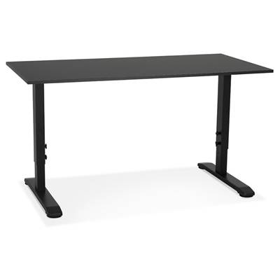 Bureau droit réglable en hauteur design 'MODULARE MINI' noir en bois pieds métal noir - 140 x 70 cm