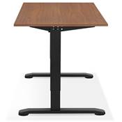 Bureau droit réglable en hauteur design 'MODULARE MINI' en noyer pieds en métal noir - 140 x 70 cm