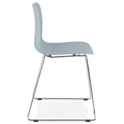 Chaise design empilable 'Style' bleue avec pieds tréteaux en métal chromé