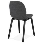 Chaise moderne 'Teknik Blackwood' en tissu gris foncé avec 4 pieds en bois noir