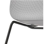 Chaise design empilable 'Style Black' grise pieds tréteaux en métal noir