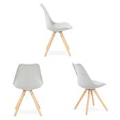 Chaise scandinave design 'Sueden' grise avec 4 pieds en bois naturel