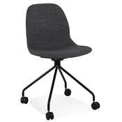 Chaise de bureau à roulettes design 'BLACK RULES' en tissu gris foncé avec pied en métal noir
