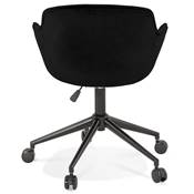 Chaise design de bureau à roulette 'SOFT' en velours noir avec 5 pieds en métal noir