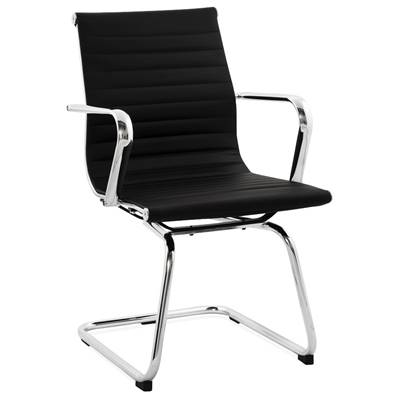 Chaise de bureau design 'SLAT' noire avec pieds en métal chromé