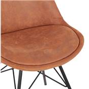Chaise design 'GORD' en microfibre marron et 4 pieds avec croisillons en métal noir