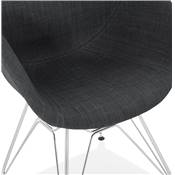 Chaise style industriel design à accoudoirs 'LOTUS' en tissu gris foncé avec 4 pieds en métal chromé