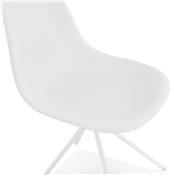 Chaise design style industriel 'PERRY' blanche avec 4 pieds en métal blanc