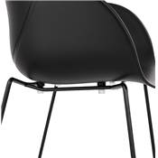 Chaise intérieur/extérieur design à accoudoirs 'ALL TIME' noire avec pieds tréteaux en métal noir